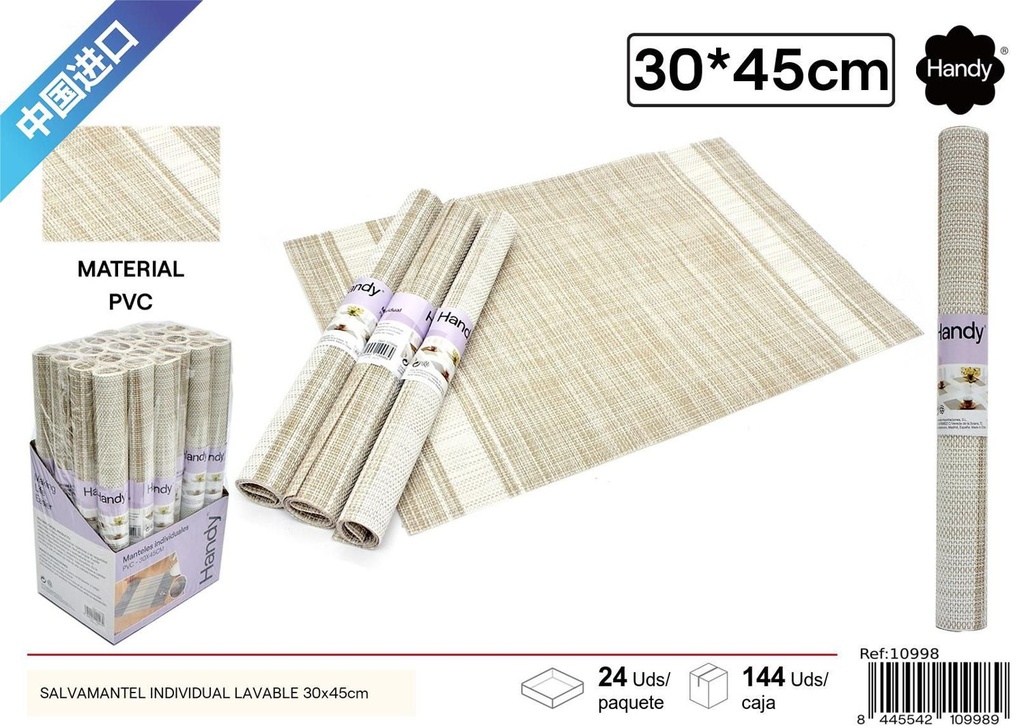 Salvamantel individual lavable 30x45cm con extremo brillante blanco - Textiles para hogar