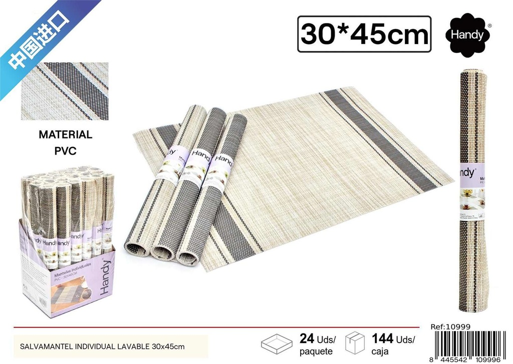 Salvamantel individual lavable 30x45cm con extremo brillante negro - Textiles para hogar