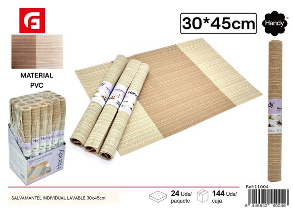 Salvamantel individual lavable 30x45cm beige para mesa