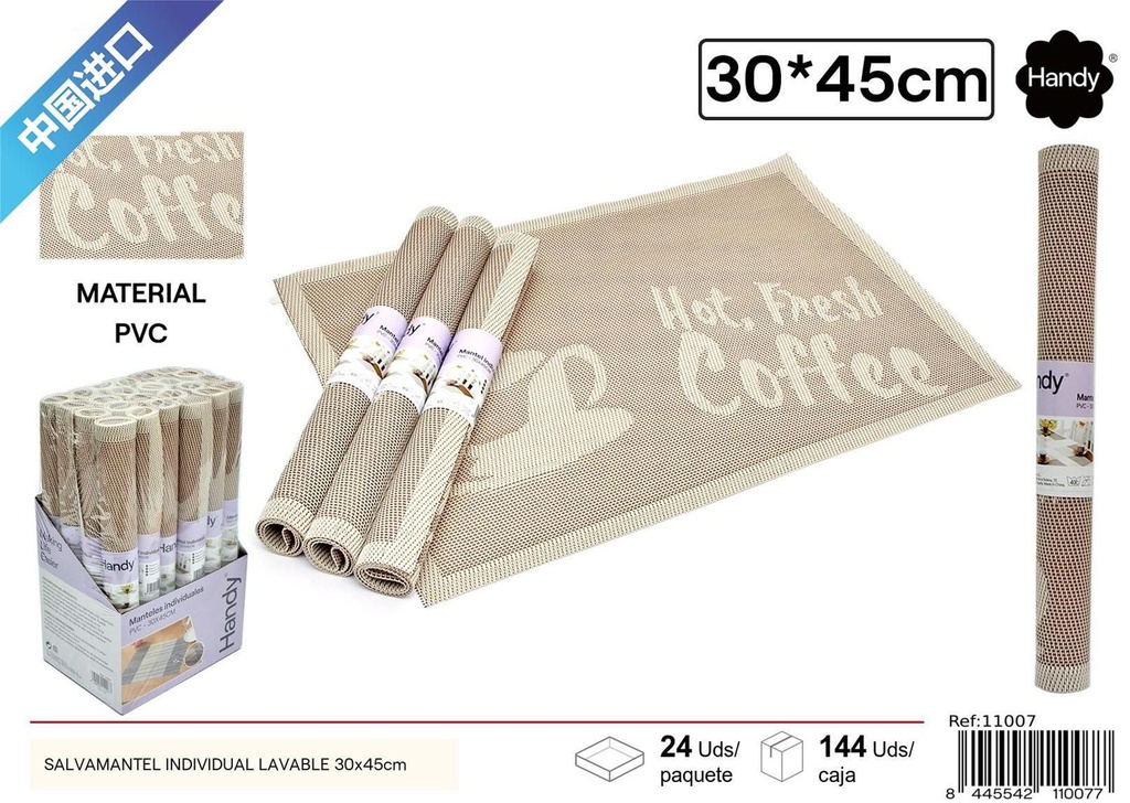 Salvamantel individual lavable 30x45cm café claro