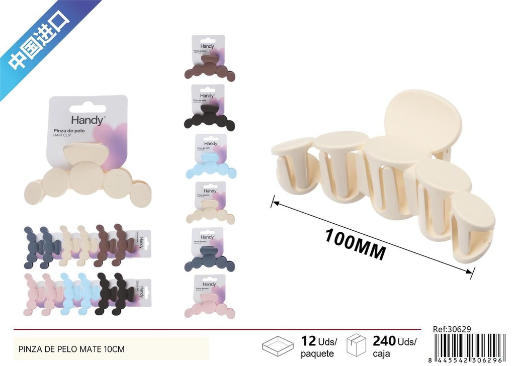 Pinza para el pelo mate 10cm - Accesorio de belleza