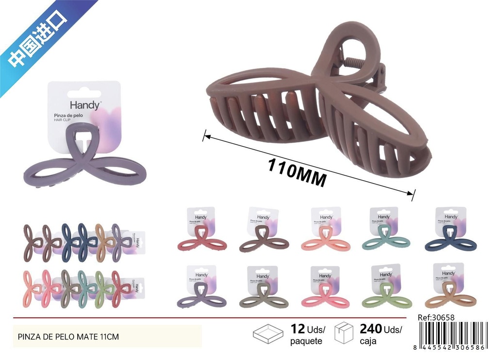Pinza de pelo mate 11 cm - Accesorios de belleza