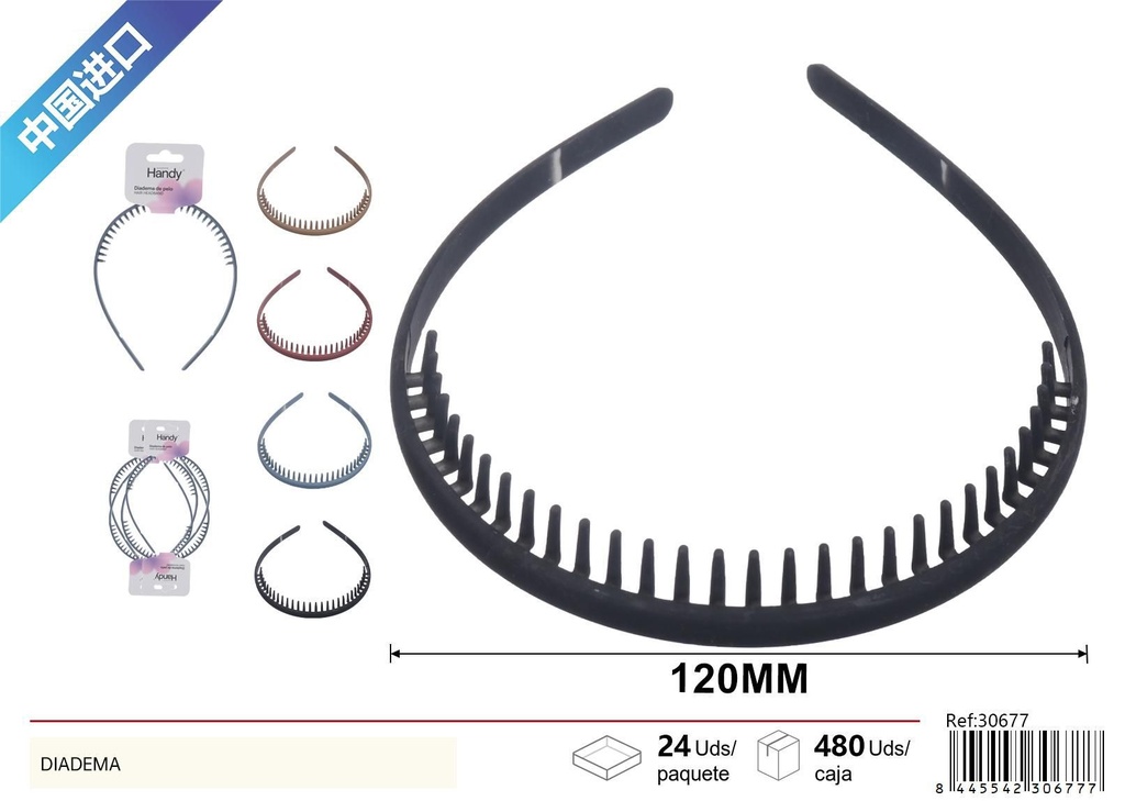 Diadema de acabado mate con dientes - Artículos de belleza