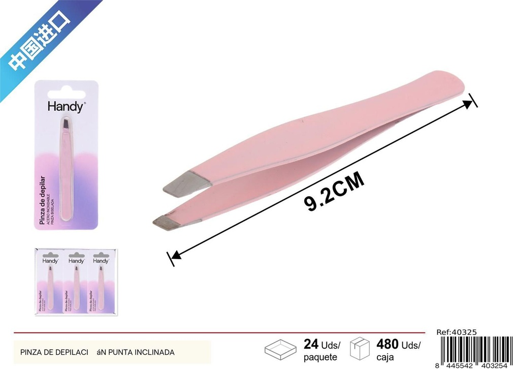 Pinza de depilación punta inclinada