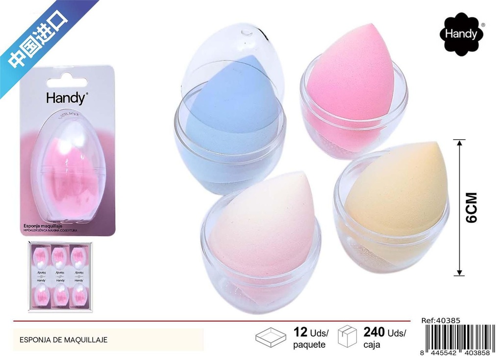 Esponja de maquillaje con caja de plástico transparente - Accesorios de maquillaje