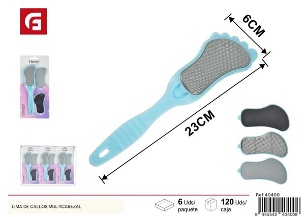 Lima de callos multicebezal 3pcs para pedicura y cuidado de los pies