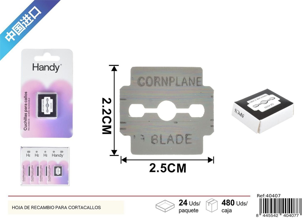 Hoja de recambio para cortacallos para pedicura