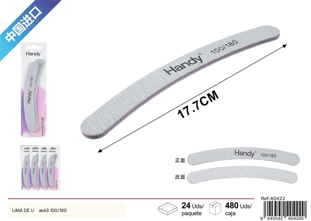 Lima de uñas 100/180 2 piezas para manicura y pedicura