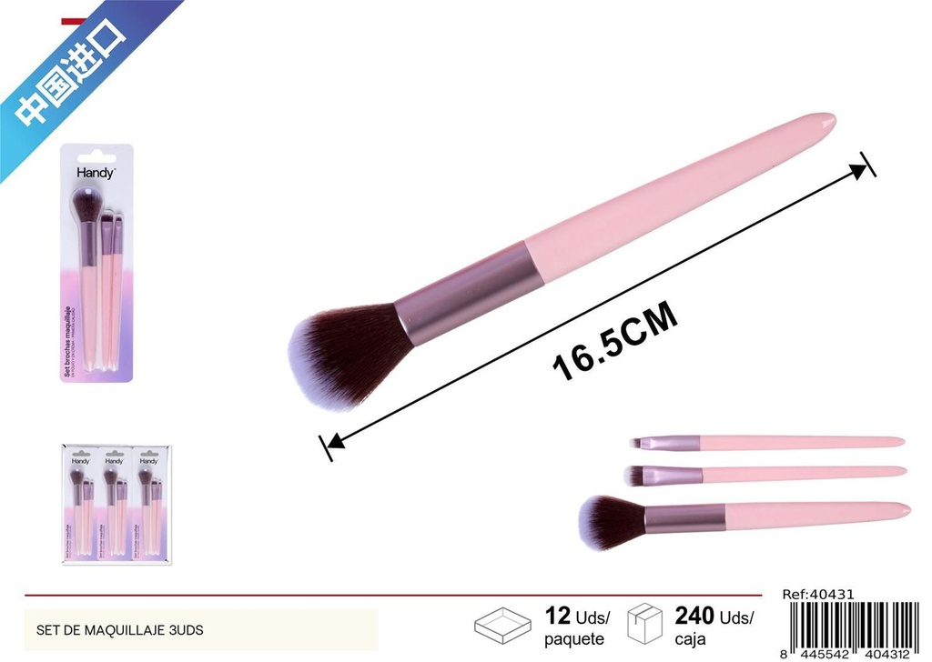 Set de maquillaje 3 piezas - Accesorios de belleza