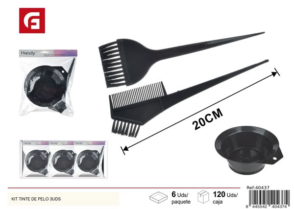 Kit de tinte de pelo con bol y peines 3pcs