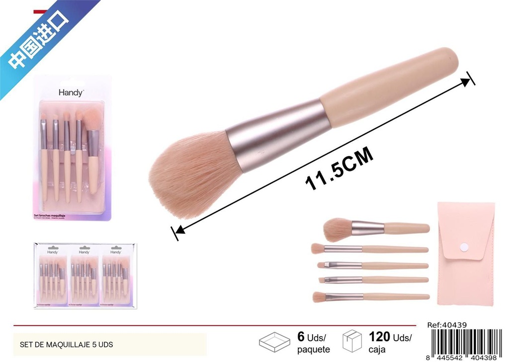 Set de maquillaje 5 uds pinceles