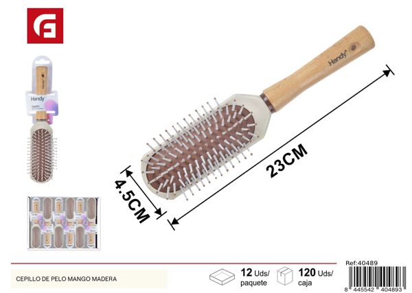 Cepillo de pelo con mango de madera