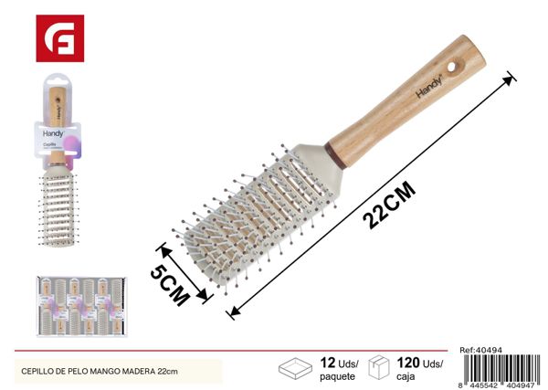 Cepillo de pelo con mango de madera 22cm