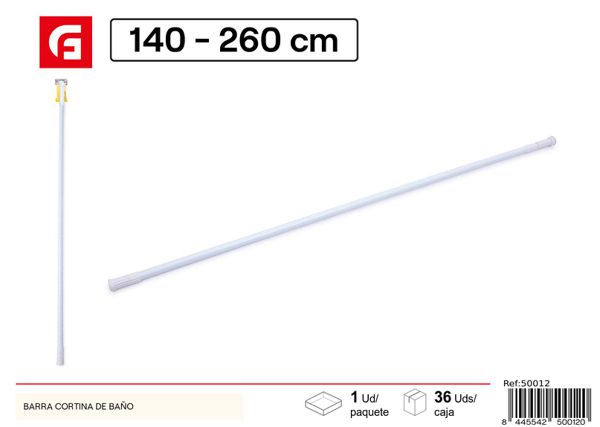 Barra de cortina de baño ajustable 140-260cm aluminio