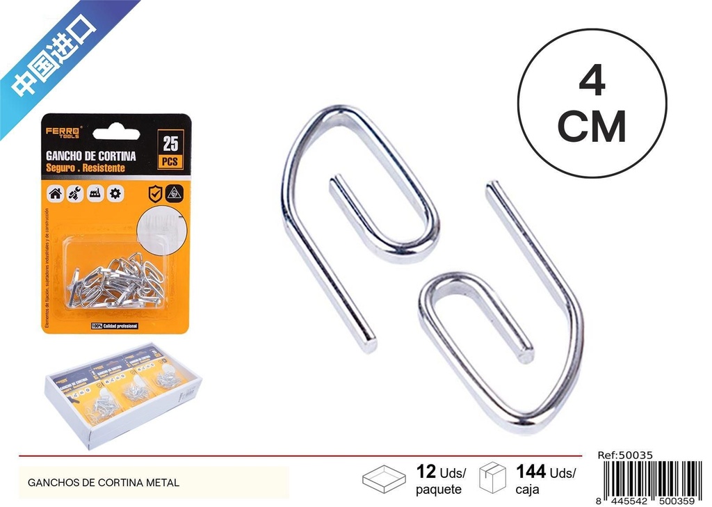 Ganchos de Cortina Metal 25Pcs - Accesorios de Baño