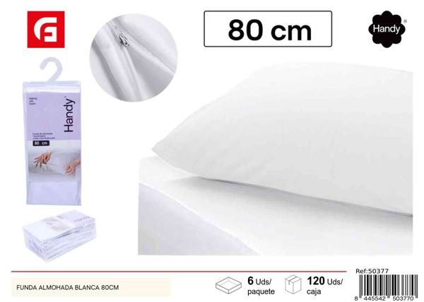 Funda de almohada blanca 80cm textil de hogar