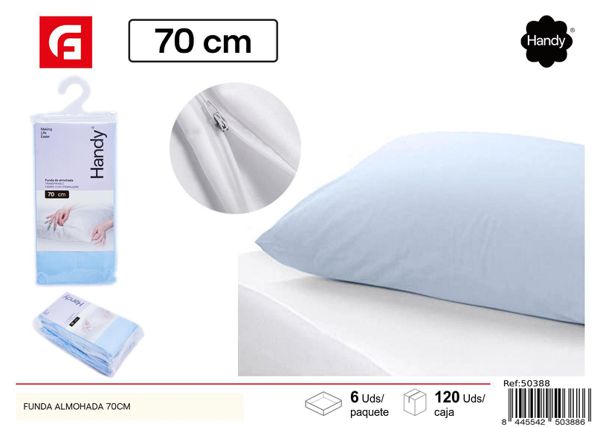 Funda de almohada azul 70cm para ropa de cama