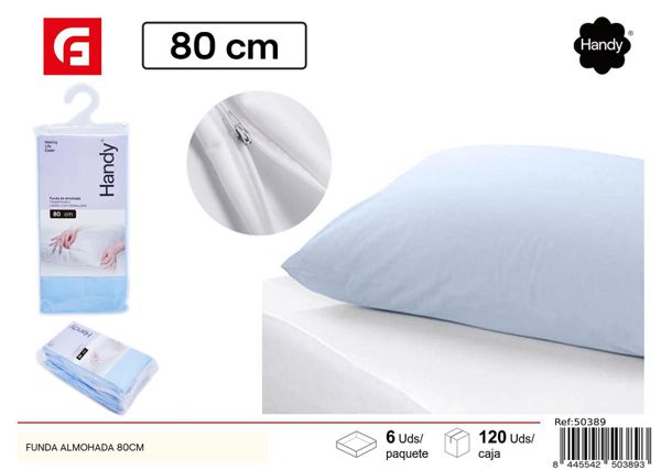 Funda de almohada azul 80cm para ropa de cama