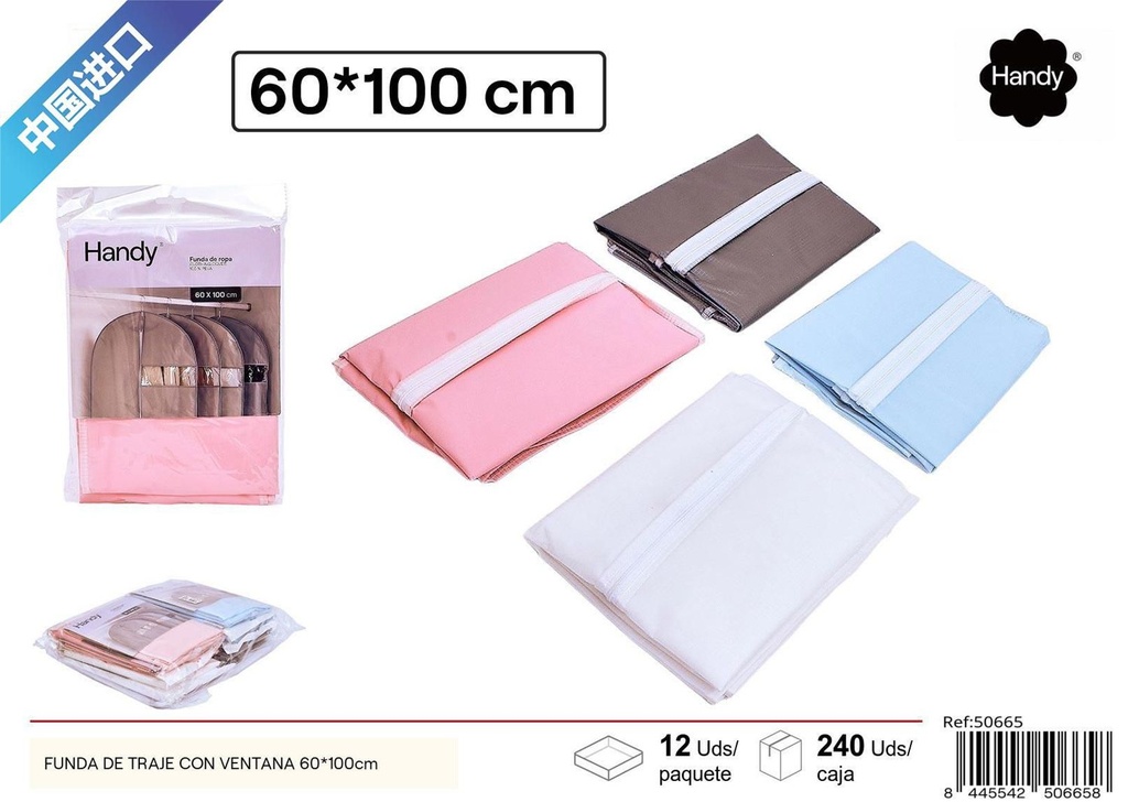 Funda de traje con ventana 60x100cm para protección de ropa