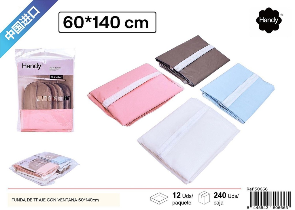 Funda de traje con ventana 60x140cm para protección de ropa