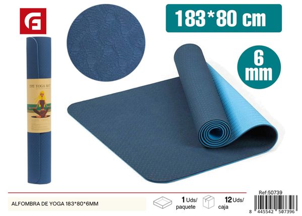 Alfombra de yoga azul TPE 183x80x6mm