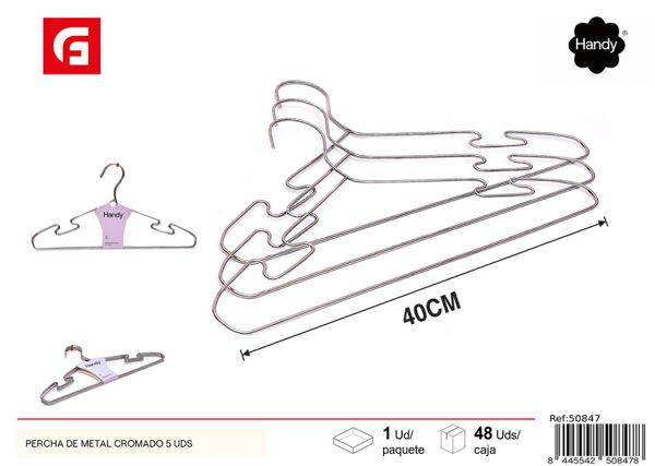 Percha de metal cromado con ranuras 5 uds para ropa