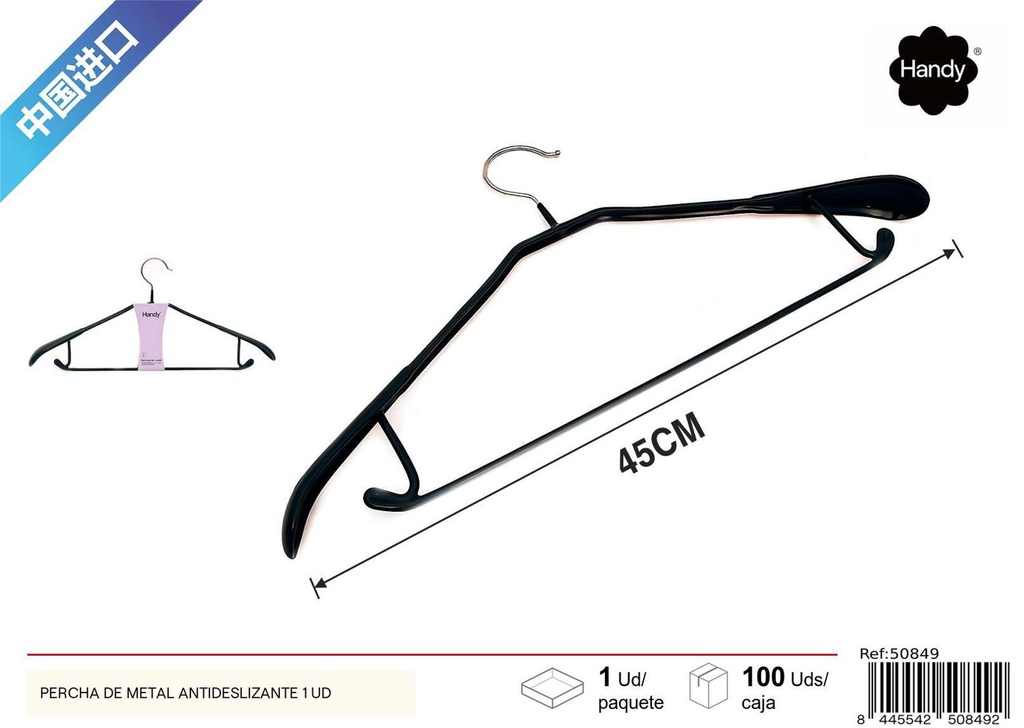 Percha de metal antideslizante 1 ud negro