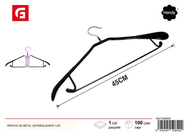 Percha de metal antideslizante 1 ud negro