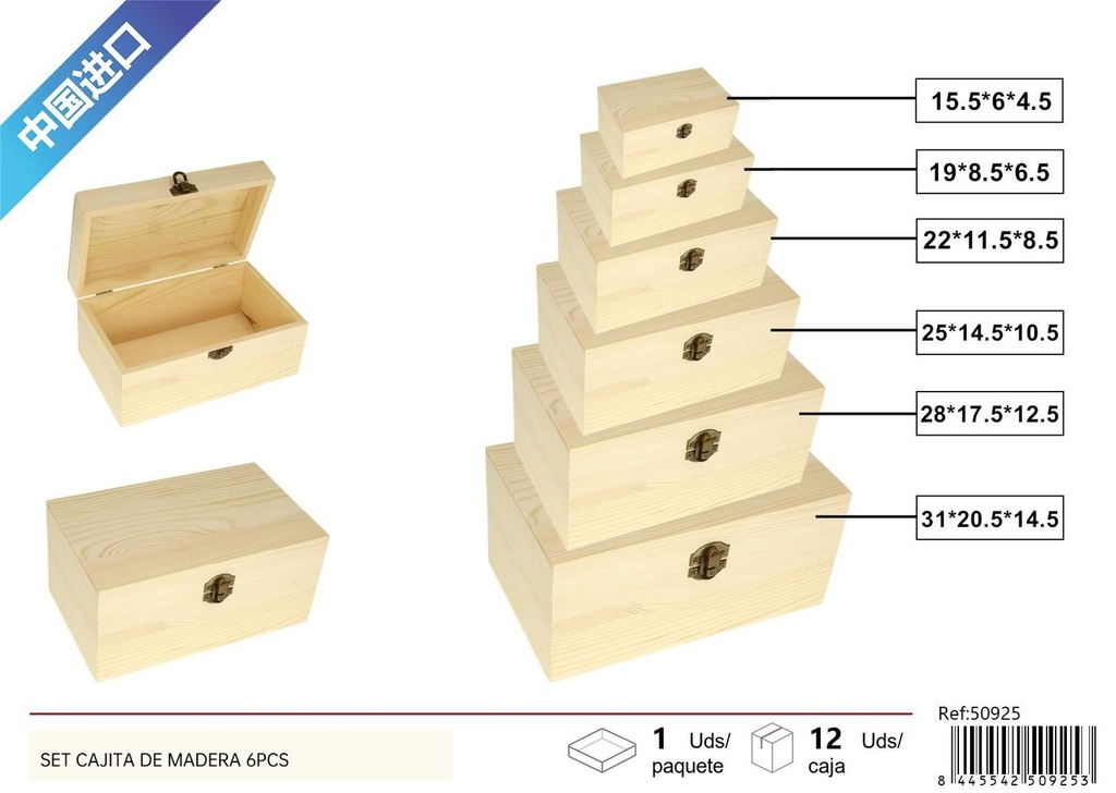 Set de cajitas de madera 6pcs