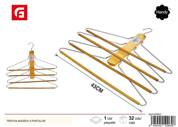 Percha de madera 4 niveles para pantalones