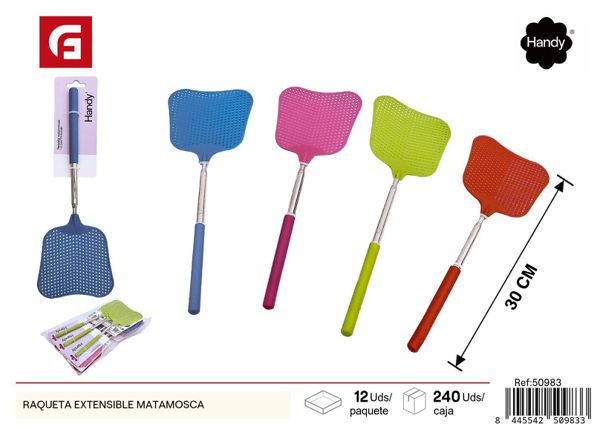 Raqueta extensible mata moscas para limpieza del hogar