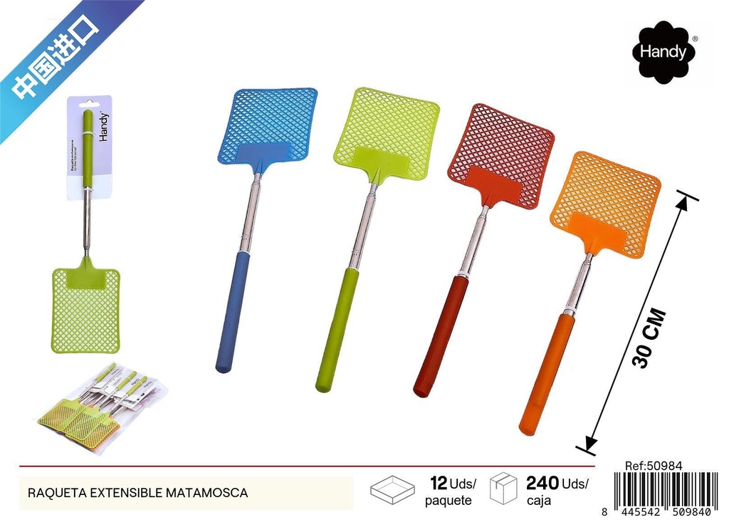 Raqueta extensible matamoscas - Utensilios de limpieza en plástico