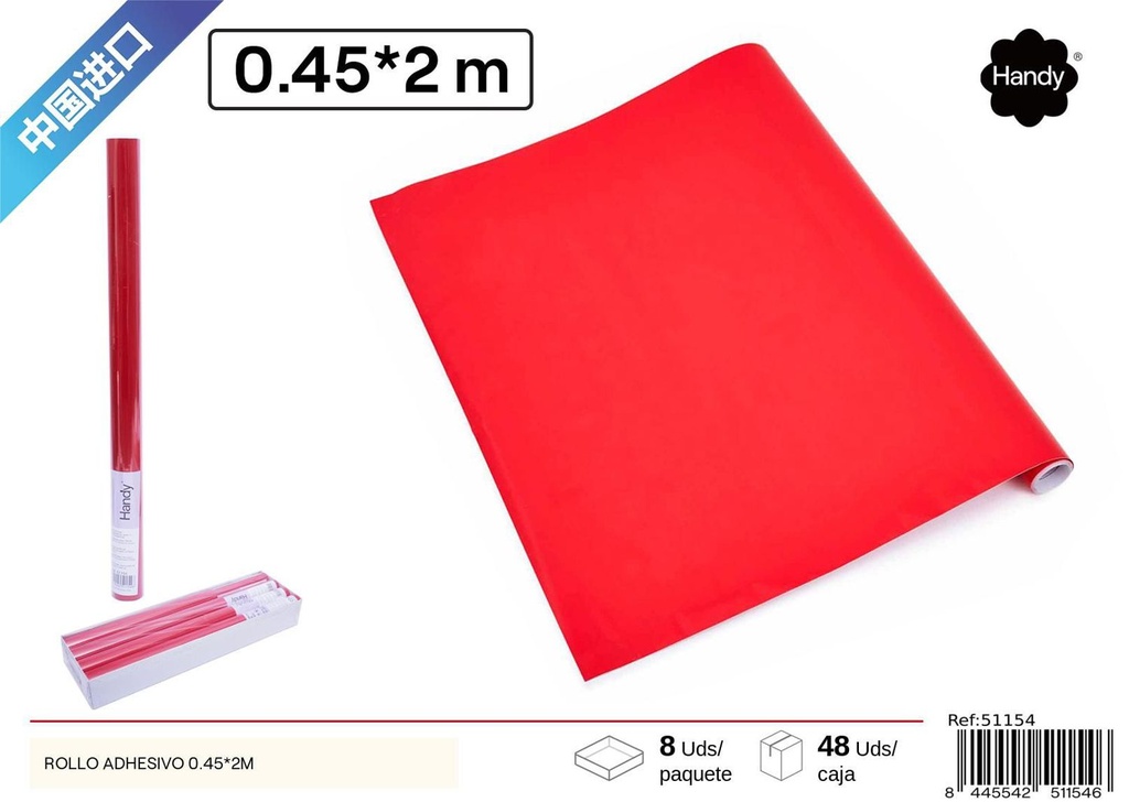 Rollo adhesivo rojo 0.45x2m