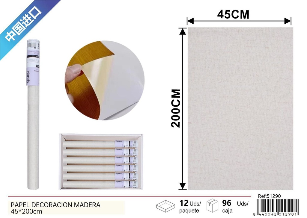 Papel decorativo de arpillera 0.45*2M - Papel tapiz de vinilo