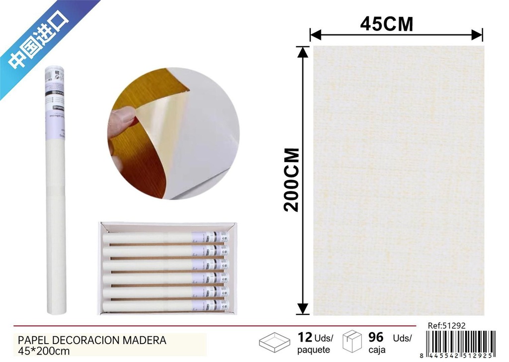 Papel decorativo de arpillera 0.45*2M - Papel tapiz de vinilo