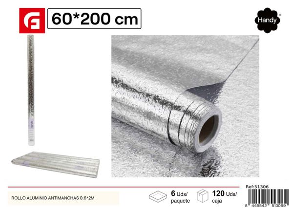 Rollo aluminio antimanchas 0.6x2m para cocina