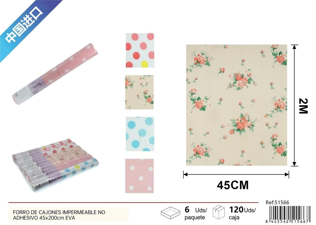 Forro de cajones impermeable no adhesivo 45*200cm (EVA) - Protección y organización