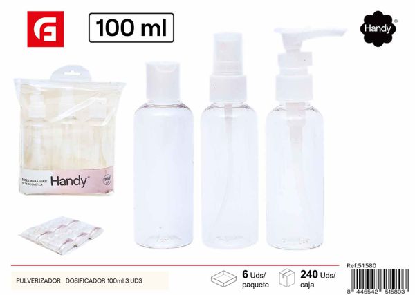 Set de pulverizador y dosificador 100ml 3 unidades para líquidos