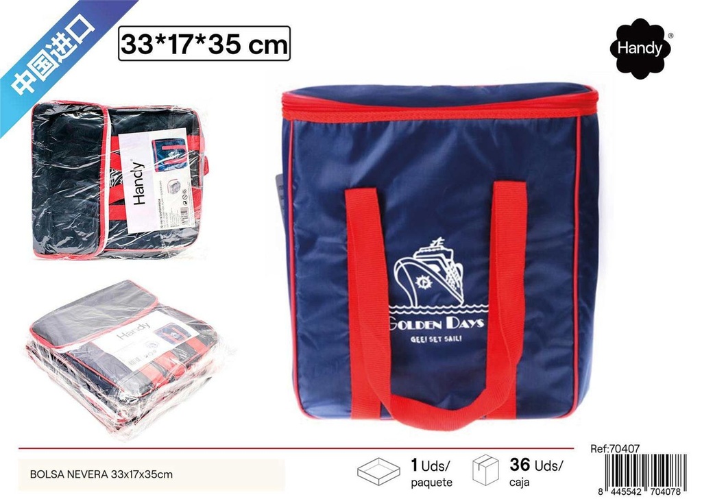 Bolsa nevera azul grande 33x17x35cm