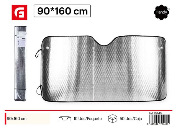 Parasol de coche burbuja plateado 90x160cm para protección solar