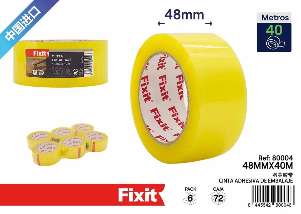 Cinta de embalaje transparente miel 48mm*40m - Suministros para oficina
