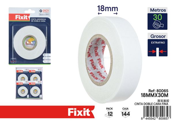 Cinta adhesiva de doble cara fina 18mm*30m para manualidades