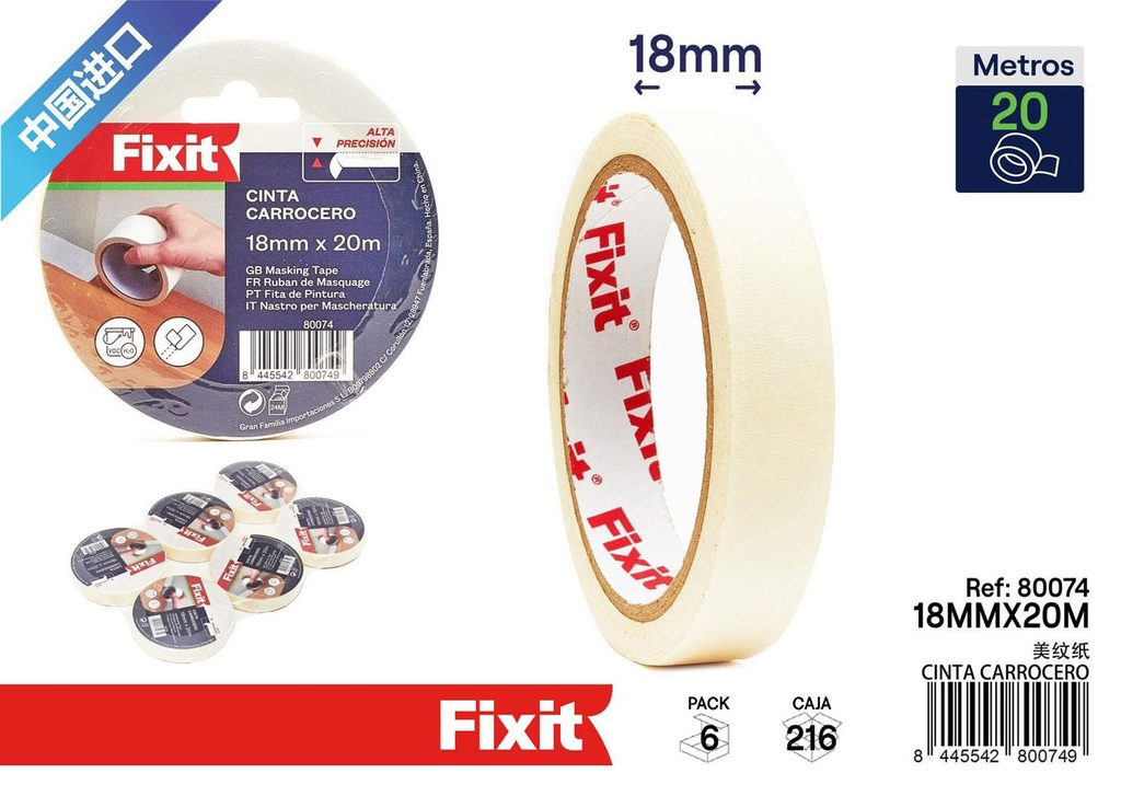 Cinta carrocero 18mm*20m - Suministros para pintores