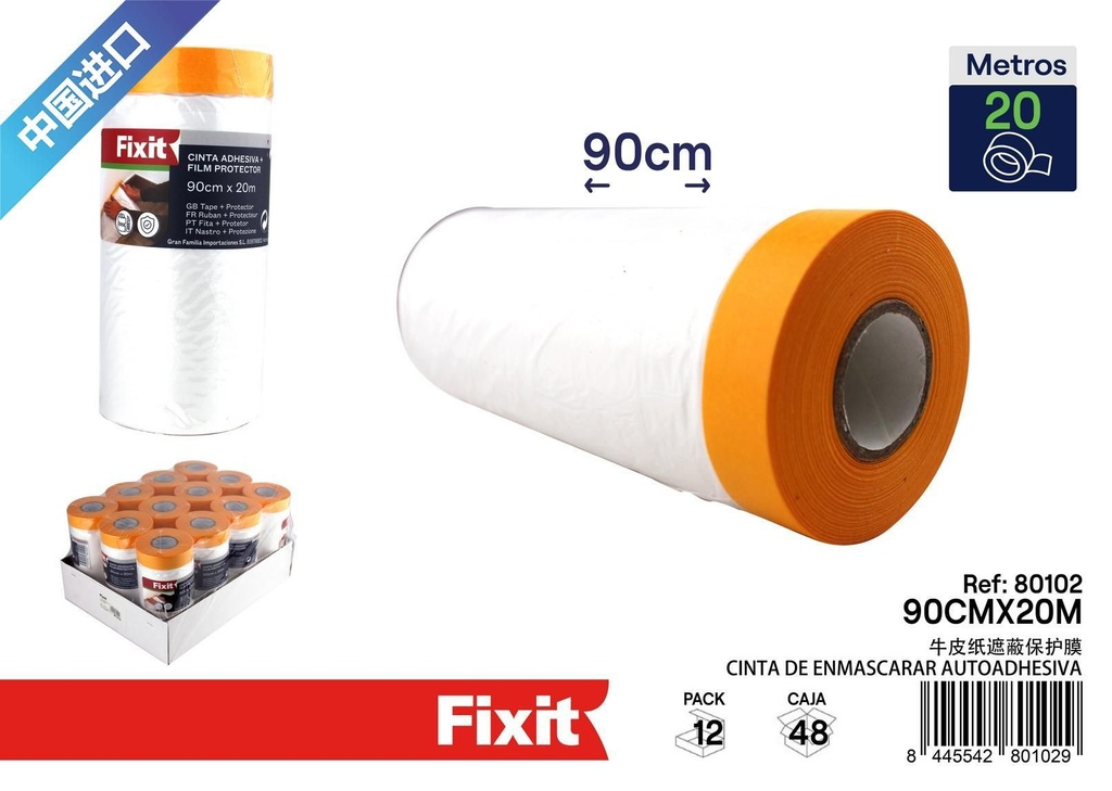 Cinta de enmascarar autoadhesiva 90 cm * 20 m - Cinta protectora