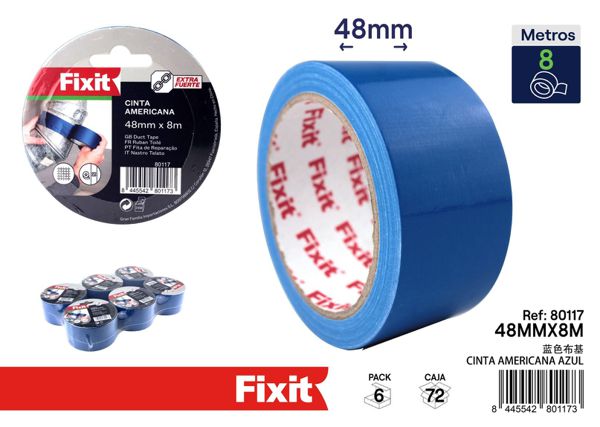 Cinta americana azul 48mm x 8m para reparaciones