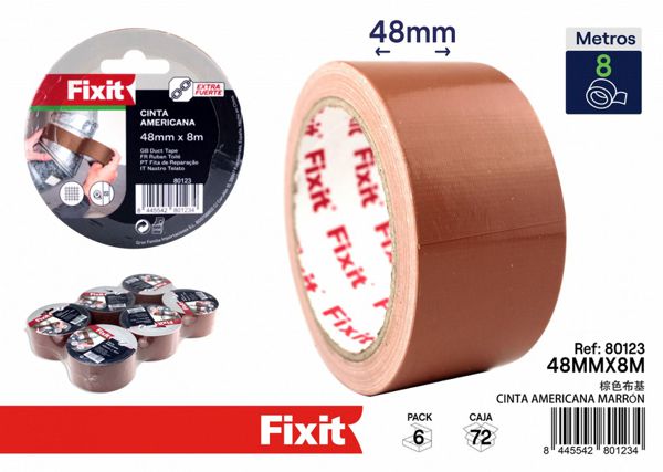 Cinta americana marrón 48mm x 8m para reparaciones