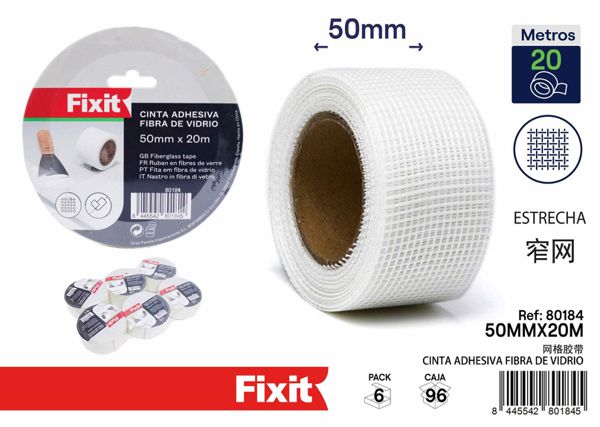 Cinta adhesiva fibra de vidrio ancha 50mm x 20m