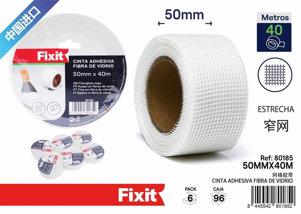 Cinta adhesiva de fibra de vidrio ancha 50 mm*40 m - Ferretería