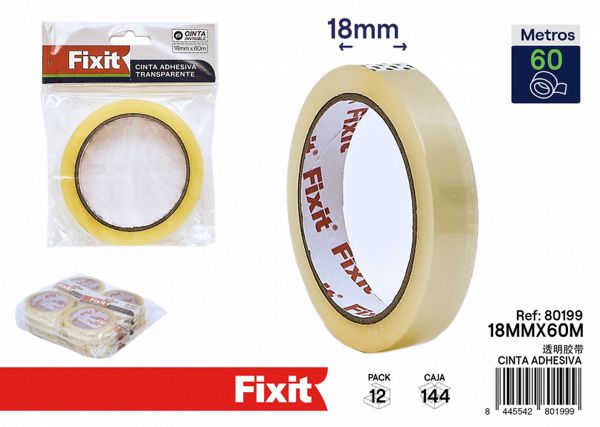 Cinta adhesiva transparente 18mm x 60m