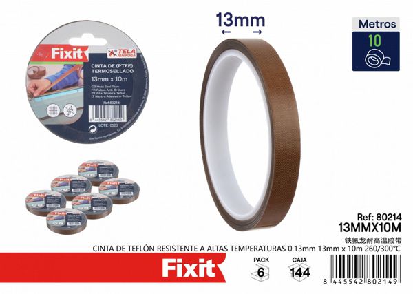 Cinta de teflón resistente a altas temperaturas 0.13mm x 13mm*10m